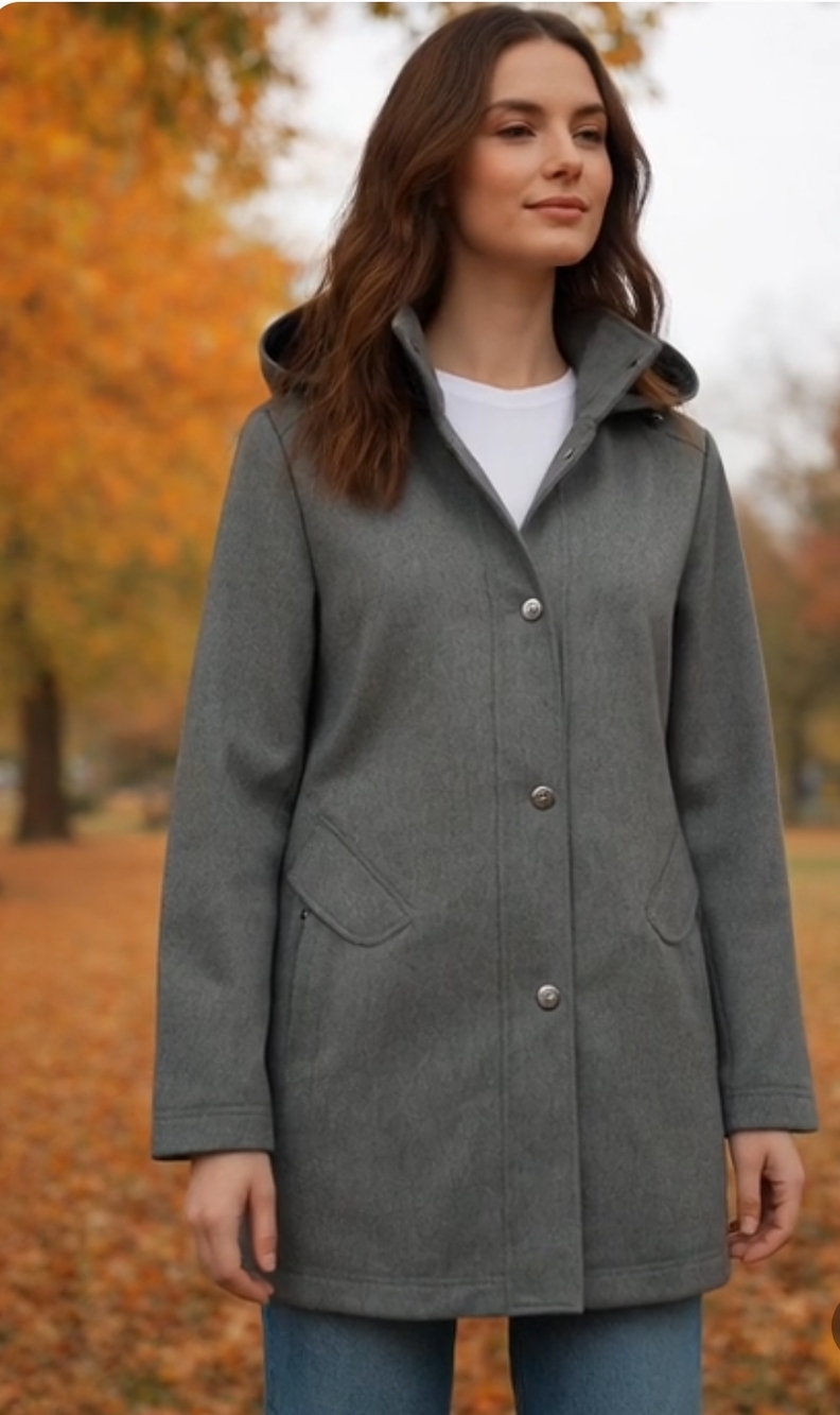 Kristen Blake Women’s Hooded Jacket Parka Raincoat Grey Size M Excellent